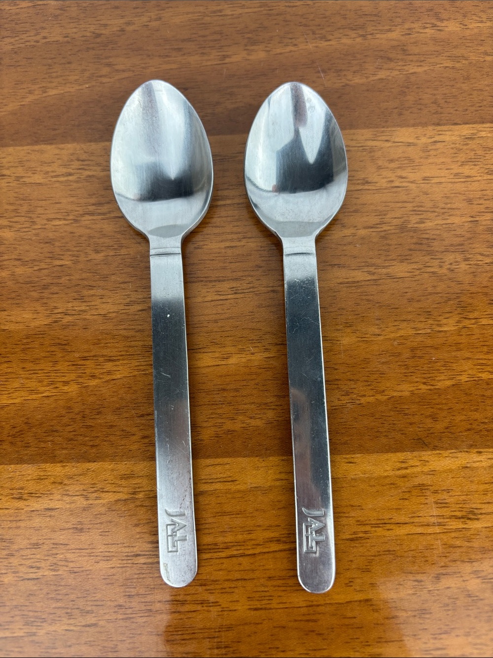 Vintage Japan airlines 18-8 stainless steel spoons by Martian pair